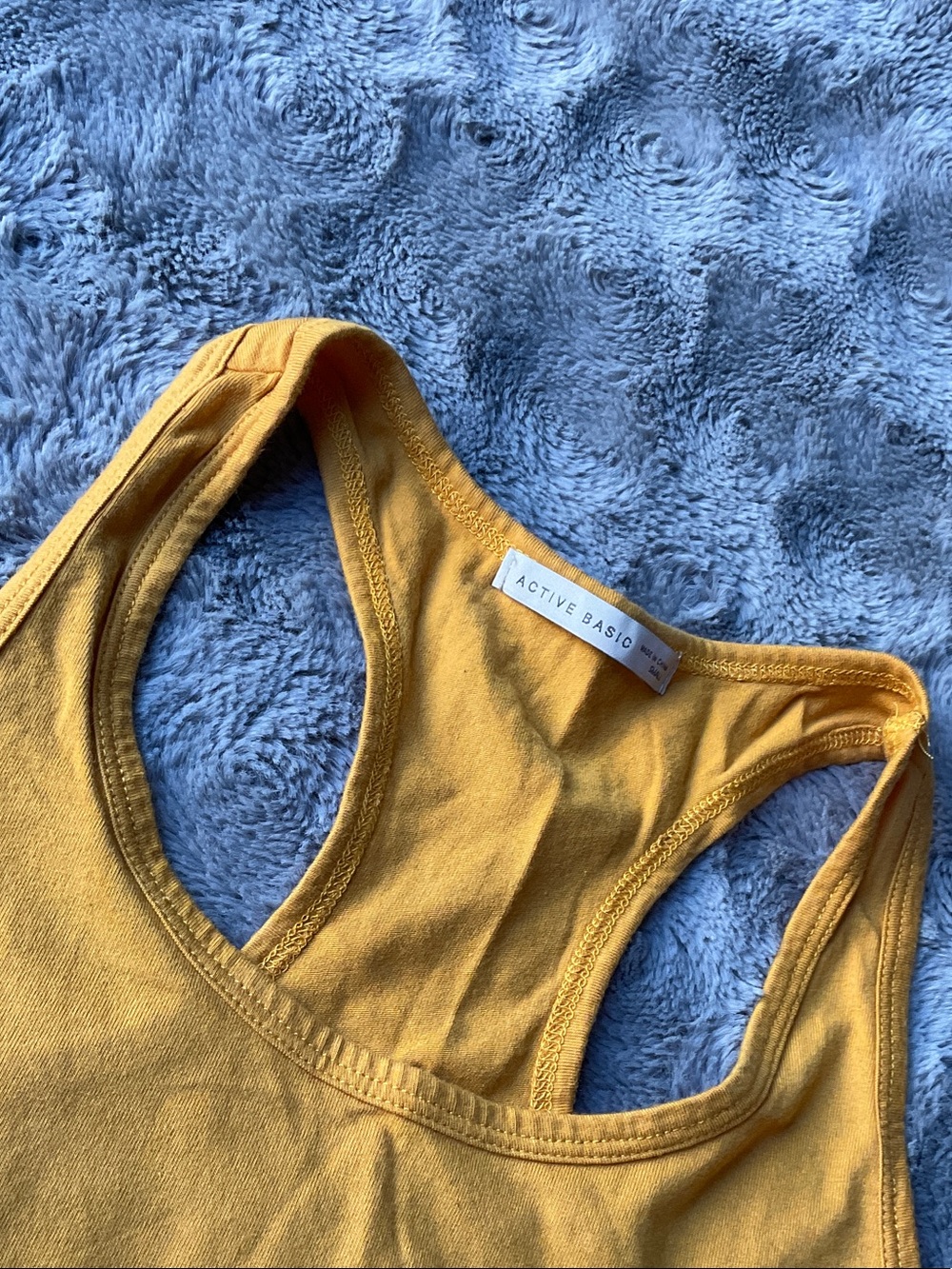 Active Basic Mustard Yellow Racerback Crop Tank - Picture 3 of 5